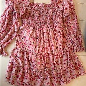 Floral Pink Smocked Dress